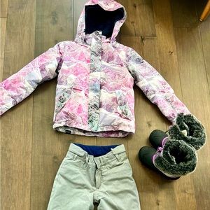 Roxy winter jacket, matching Roxy snow pants